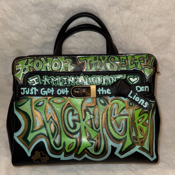 Coach Black and Green Graffiti Crossbody Bag - Picture 2 of 16